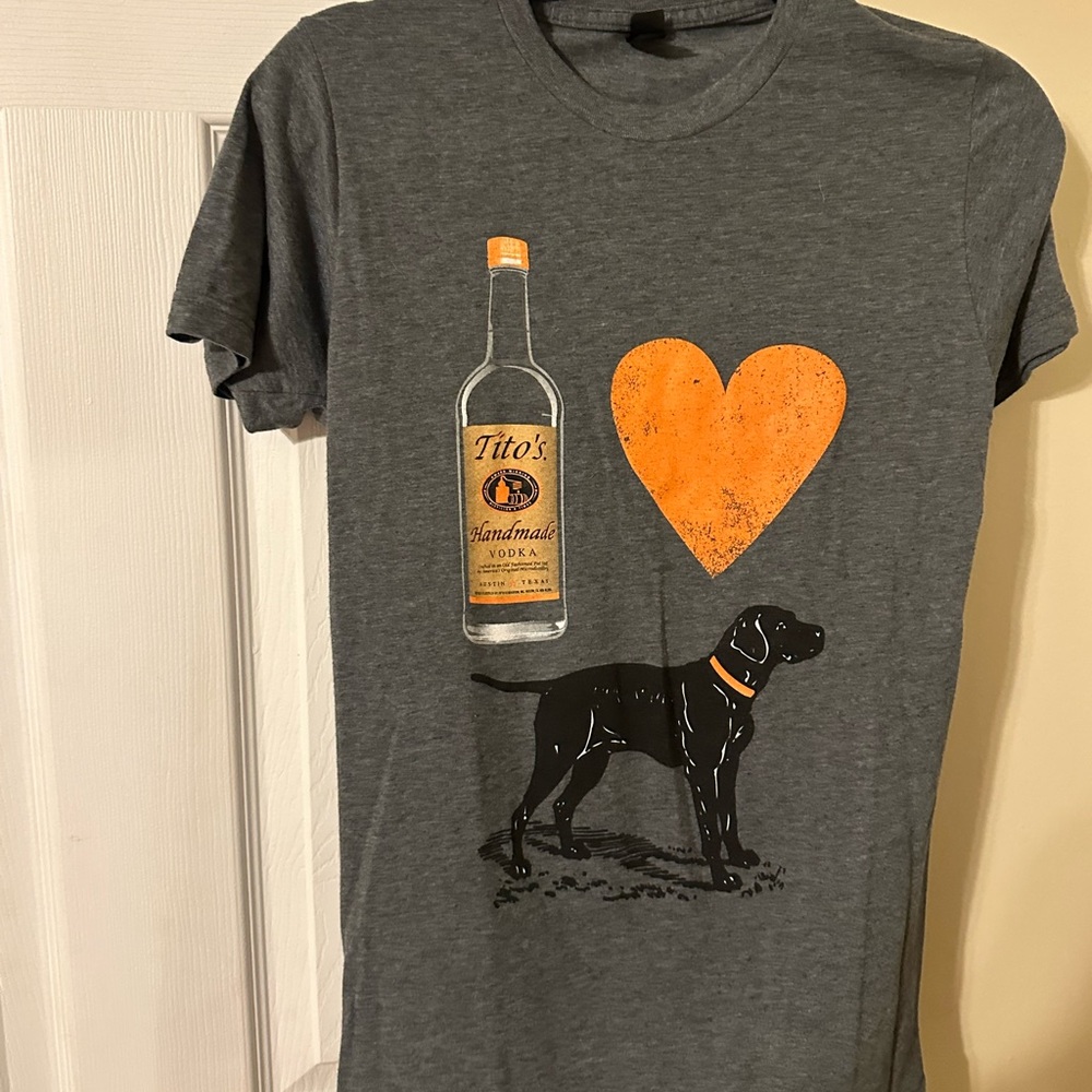 Tito’s Gray and Orange Dog Silhouette T-Shirt